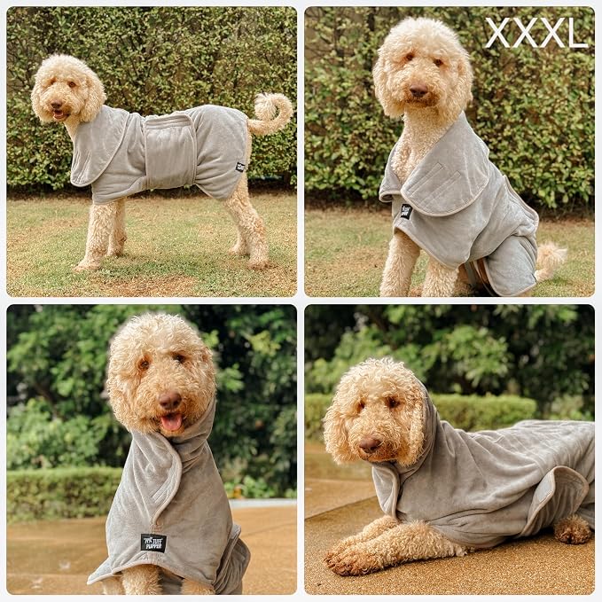 Tuff Pupper Fast Drying Dog Bath Robe | 800 GSM Plush Dog Towel - Image 3