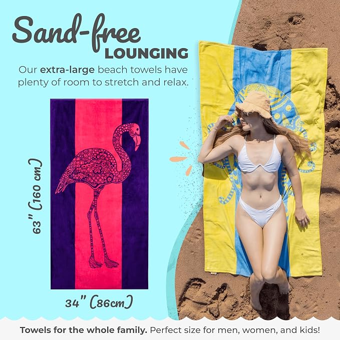 Nova Blue Flamingo Beach Towel – Pink and Purple - Image 3