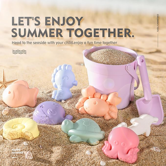 MarcZero 11Pcs Silicone Beach Toys, Modern Baby Beach Toys, Travel Friendly - Image 3