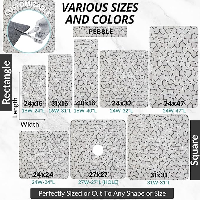 Enkosi Loofah Shower Mat with Drain Hole – Cushioned Anti-Slip Square Bath Mat - Image 6