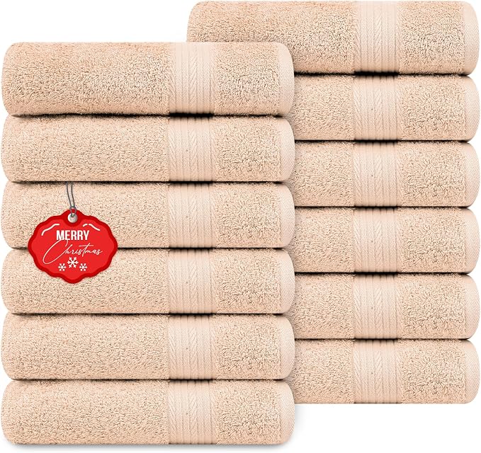 Ample Decor Hand Towel 18 X 28 Inch Pack of 12 600 GSM 100% Cotton, Soft by AmpleDecor