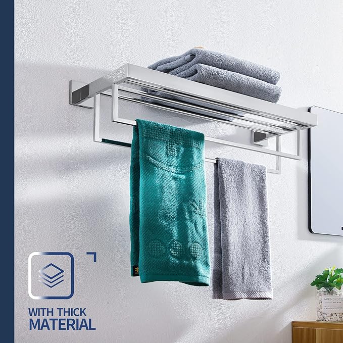 KOKOSIRI Bathroom Towel Shelf 20-Inch Chrome Towel Rack - Image 5