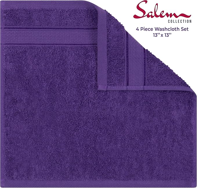 American Soft Linen Salem Washcloth Sets, 4 Piece Luxury 600 GSM 100% Cotton - Image 4