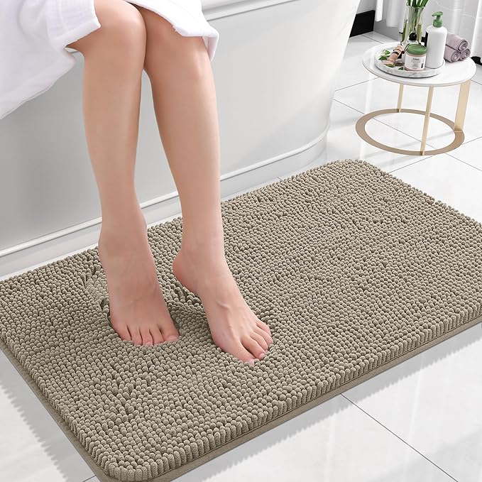 OLANLY Bathroom Rugs 24x16, Extra Soft Absorbent Chenille Bath Rugs, Rubber by OLANLY