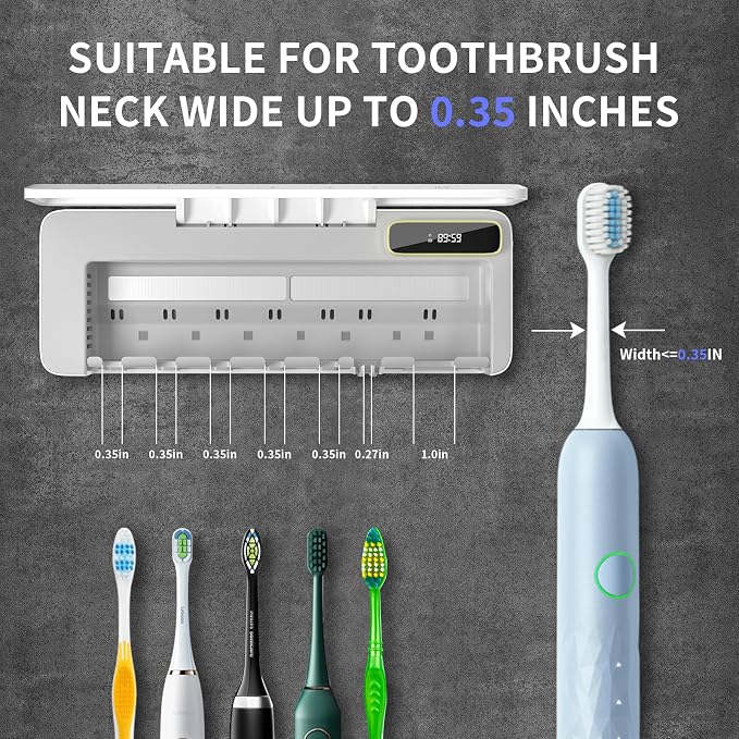 UV Toothbrush Sanitizer Holder for Bathrooms, 5+1+1 Slots Toothbrush Sanitizer - Image 6