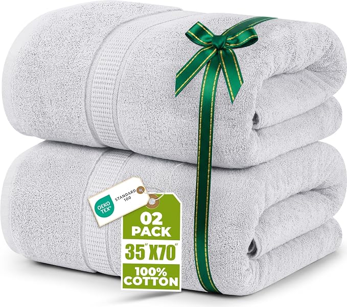 Utopia Towels Luxurious Jumbo Bath Sheet 2 Piece, 600 GSM, 35 by 70 Inches by UTOPIATOWELS