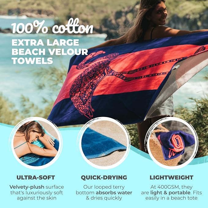 Nova Blue Flamingo Beach Towel – Pink and Purple - Image 2