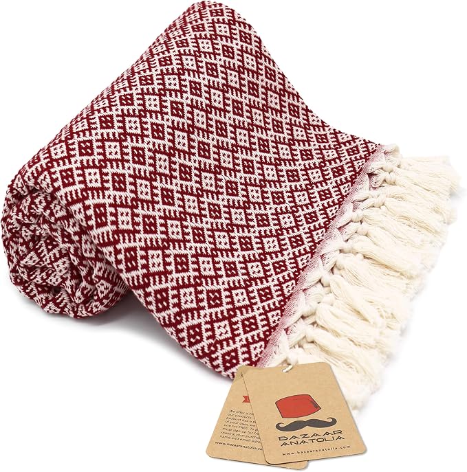 Bazaar Anatolia Turkish Beach Towel 100% Cotton Bath Towels Oversized Quick by BazaarAnatolia