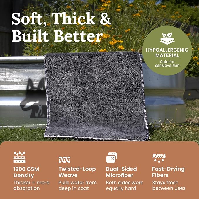 Premium Drying Towel – Small 16" x 24" Super Absorbent Microfiber Dog Bath - Image 4