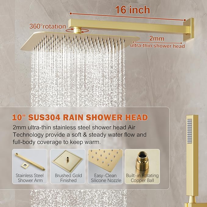 Gold Shower System, Shower Faucet Set - Image 3