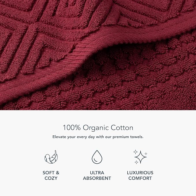 Texere 100% Organic Cotton Diamond Jacquard 700 GSM Luxury Bath Towel Sets - Image 2