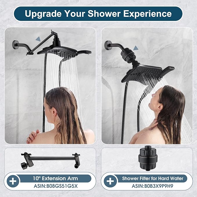 BRIGHT SHOWERS High Pressure Dual Shower Head Combo, Oil Rubbed Bronze Rainfall - Image 4