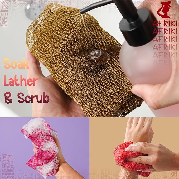 AFRIKI African Net Sponge – Exfoliating Body Scrubber, All Skin Types | 45 in - Image 5