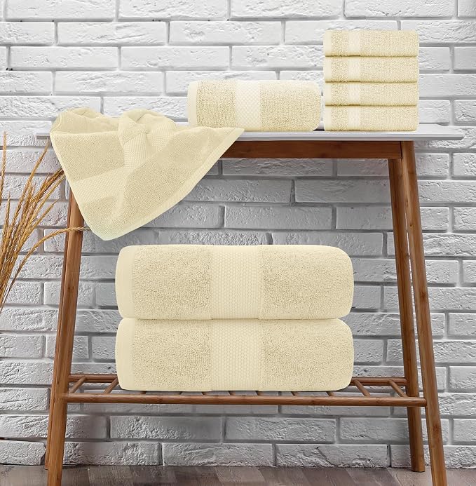 White Classic Luxury Bath Towel Set of 8 Pieces - Image 6