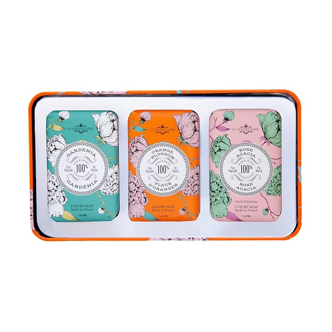 La Chatelaine Luxury Bar Soap Trio Gift Set Tin | Made in France | Natural and - Image 3