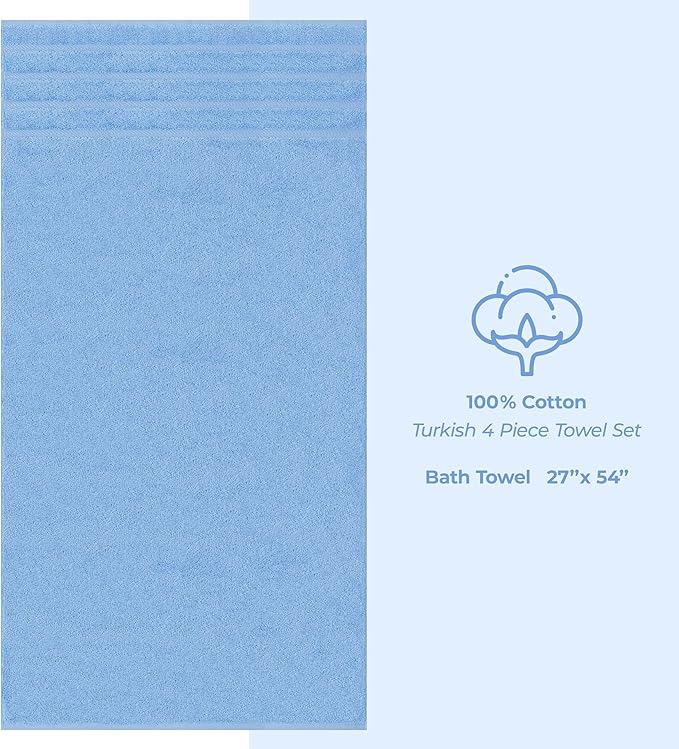 American Soft Linen Luxury 4 Piece Bath Towel Set, 600 GSM 100% Cotton Turkish - Image 5