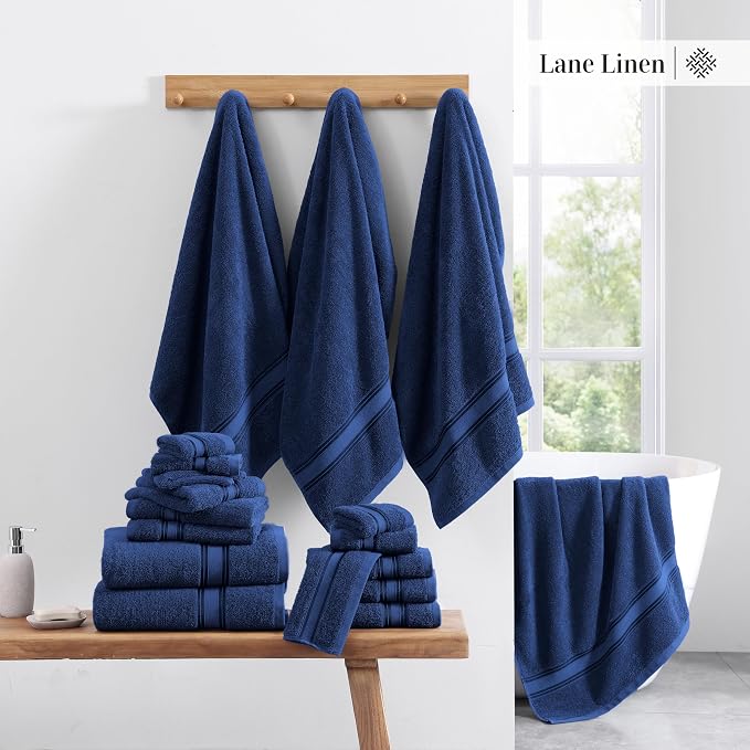 LANE LINEN 100% Mercerized Cotton Towels Set 12 – Zero Twist, 4 Bath Towels - Image 5