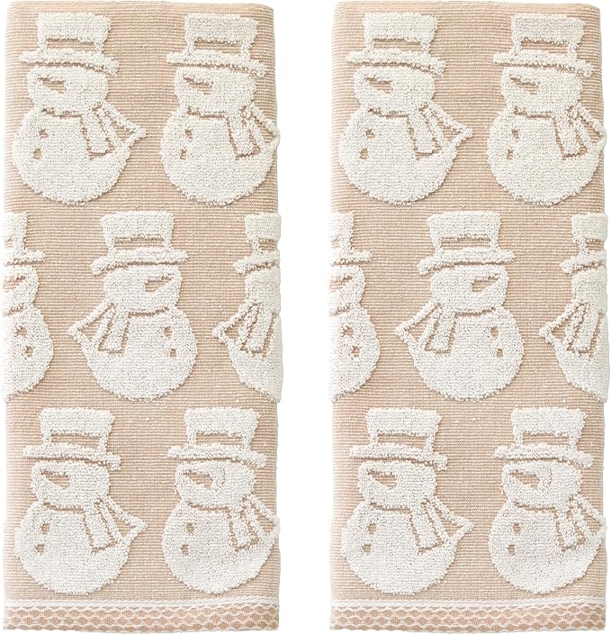 SKL Home Christmas/Winter Snowman Jacquard 100% Cotton Reversible 2pc Hand by SKLHomebySaturdayKnightLtd
