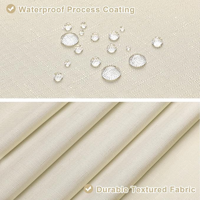 MitoVilla 3 in 1 Shower Curtain Set, Neutral Boho Farmhouse Linen Textured Bath - Image 3