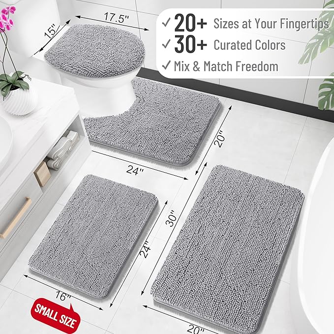 OLANLY Bathroom Rugs 70x24, Extra Soft Absorbent Chenille Bath Rugs, Rubber - Image 2