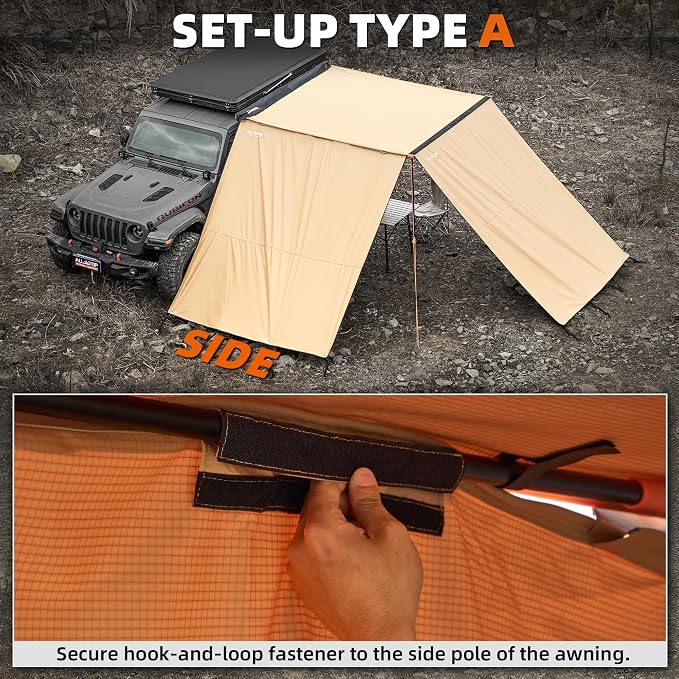 ALL-TOP Awning Wall Universal Multi-Side, 6.6ft x 8.5ft, Waterproof Ripstop - Image 3