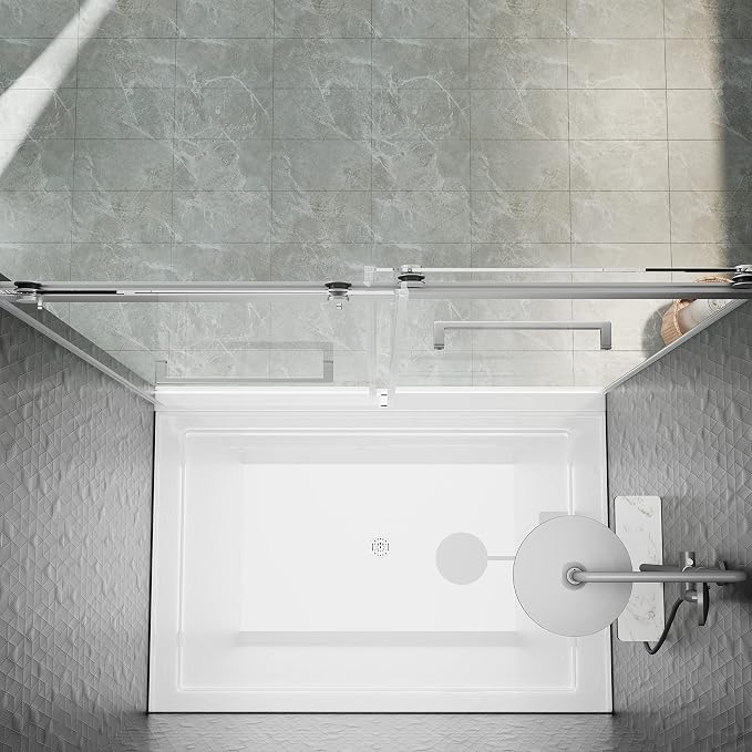 DELAVIN 56"-60" W x 75" H Frameless Shower Door, Double Sliding Shower Door - Image 9