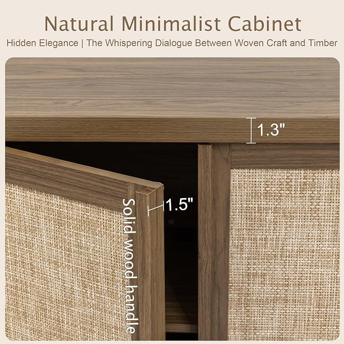 Yechen 67" Tall Kitchen Pantry Cabinet, Rattan Storage Cabinet - Image 4