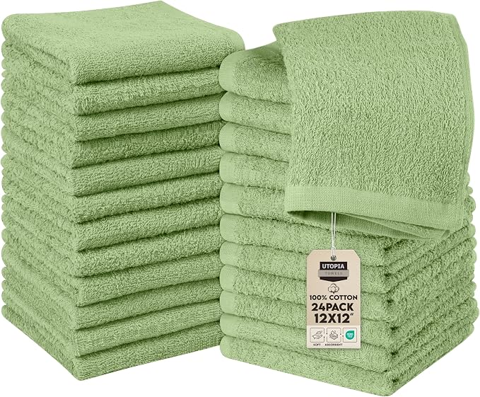 Utopia Towels 24 Pack Cotton Washcloths Set, 100% Ring Spun Cotton, Highly by UTOPIATOWELS