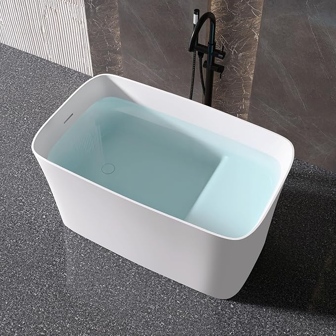 47" Stone Resin Freestanding Bathtub, Freestanding Bathtub - Image 3
