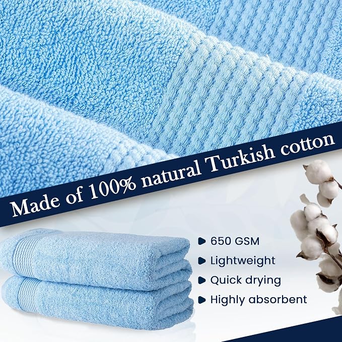 HALLEY Turkish Cotton Towels Bath Towels Super Soft Highly Absorbent 100% - Image 2
