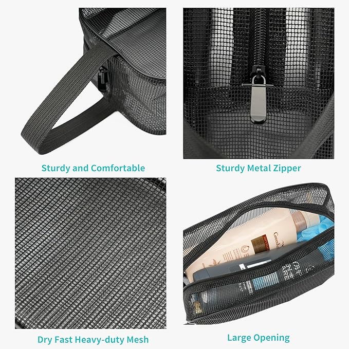 Mesh Shower Caddy Bag for Bathroom Gym Camping Portable Travel Mesh Toiletry - Image 3