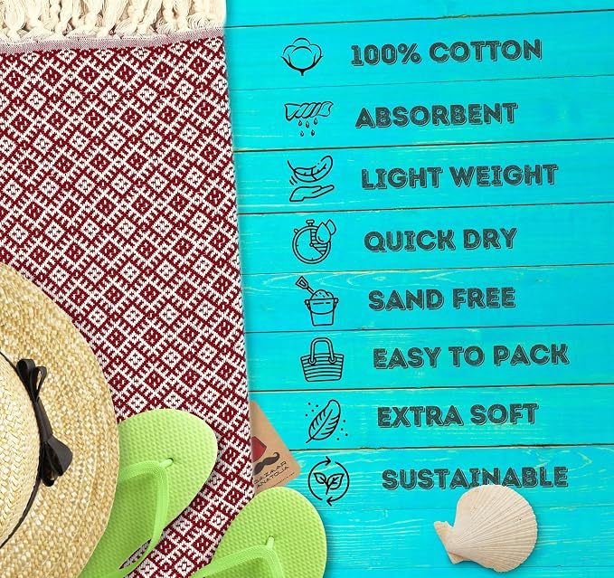 Bazaar Anatolia Turkish Beach Towel 100% Cotton Bath Towels Oversized Quick - Image 3