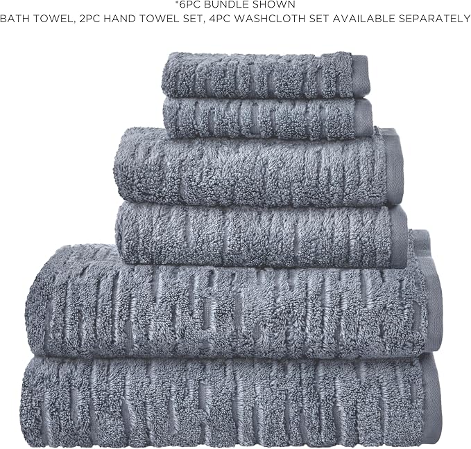 SKL Home CloudSoft Cotton Luxury 6-Piece Towel Set, Smoke Blue - Image 8
