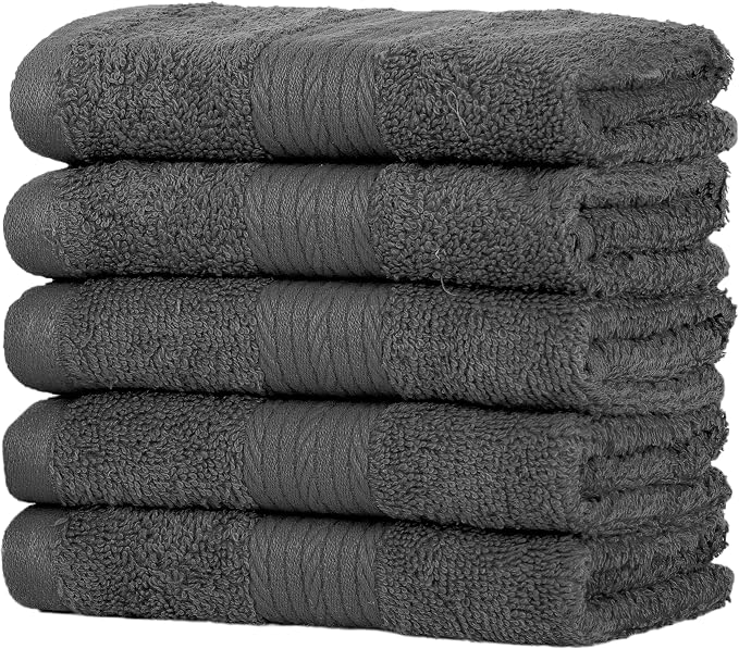 Ample Decor Washcloths Pack of 5 12 X 12 Inch, 600 GSM 100% Cotton Soft - Image 4