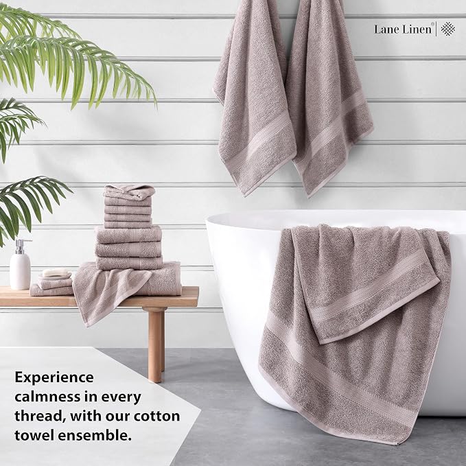 LANE LINEN 100% Mercerized Cotton Bathroom Towel Set - Image 3