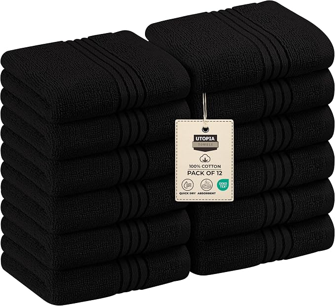 Utopia Towels 12 Pack Premium Wash Cloths Set, 12 by 12 Inches, 100% Cotton by UTOPIATOWELS