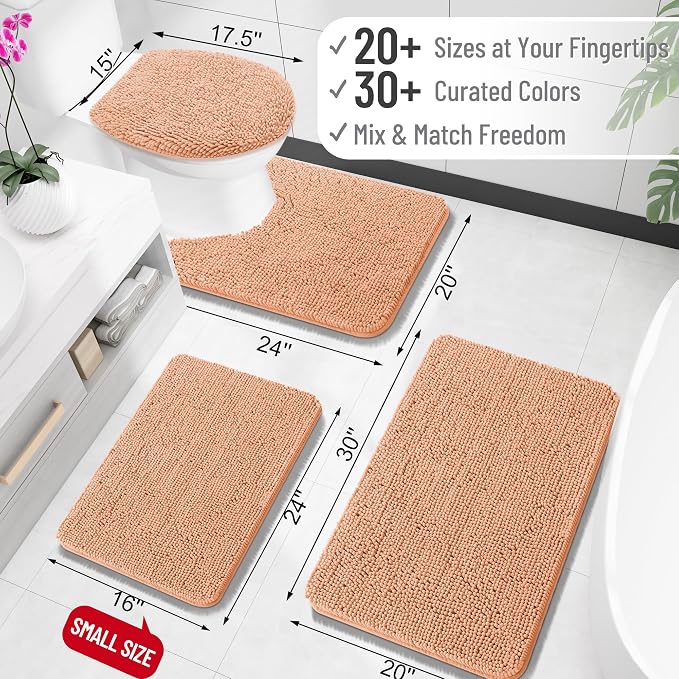 OLANLY Bathroom Rugs 24x16, Extra Soft Absorbent Chenille Bath Rugs, Rubber - Image 2