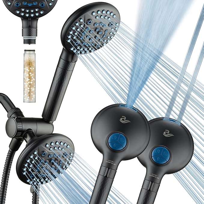 AquaCare High Pressure 6-way Dual Shower Head Combo by HotelSpa