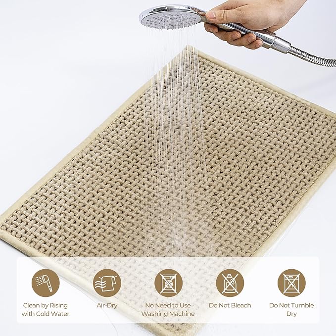 GRANNY SAYS Beige Bathroom Rugs, Absorbent Bath Mats - Image 8