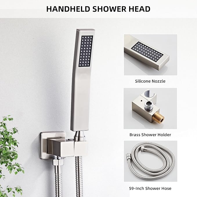 Shower Faucet Set, Rainfall Shower System Complete Wall Mounted - Image 4