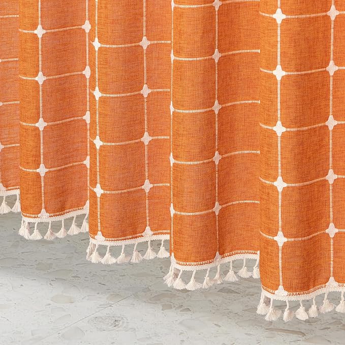 MitoVilla Orang Farmhouse Shower Curtain Set 72 x 78, Boho 78 inch Long - Image 5