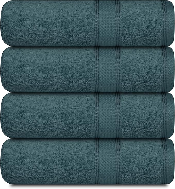 Casa Lino Teal Bath Towels Set of 4 by CASALINO