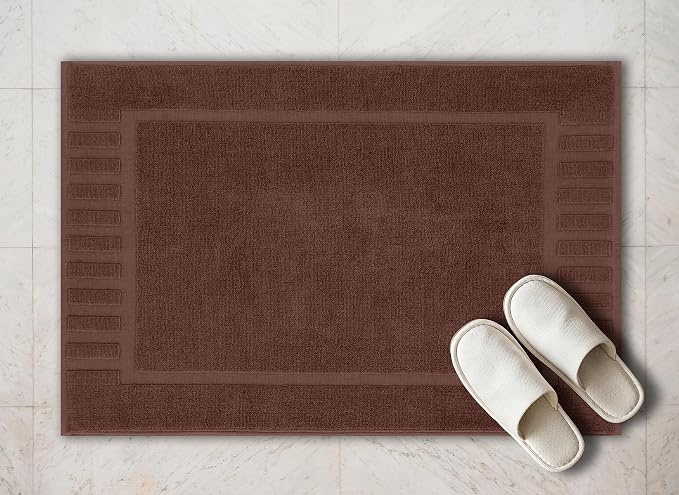 White Classic Luxury Bath Mat Floor Towel Set - Image 7