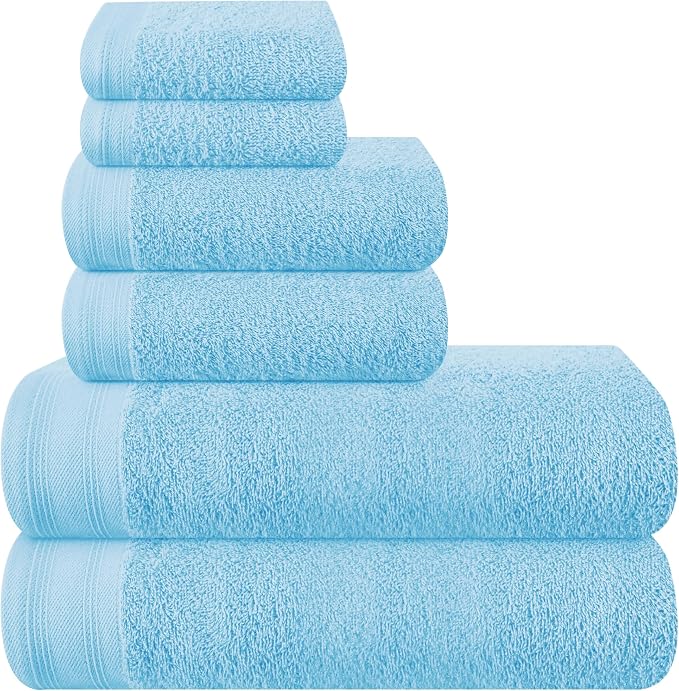 Ultra Soft 6 Pack Cotton Towel Set, Contains 2 Bath Towels 28x55 inch, 2 Hand by Unknown