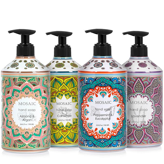 AnatoliaDaphne Mosaic Liquid Hand Soap/Wash Gift Set, Ideal Bathroom Kitchen - Image 2