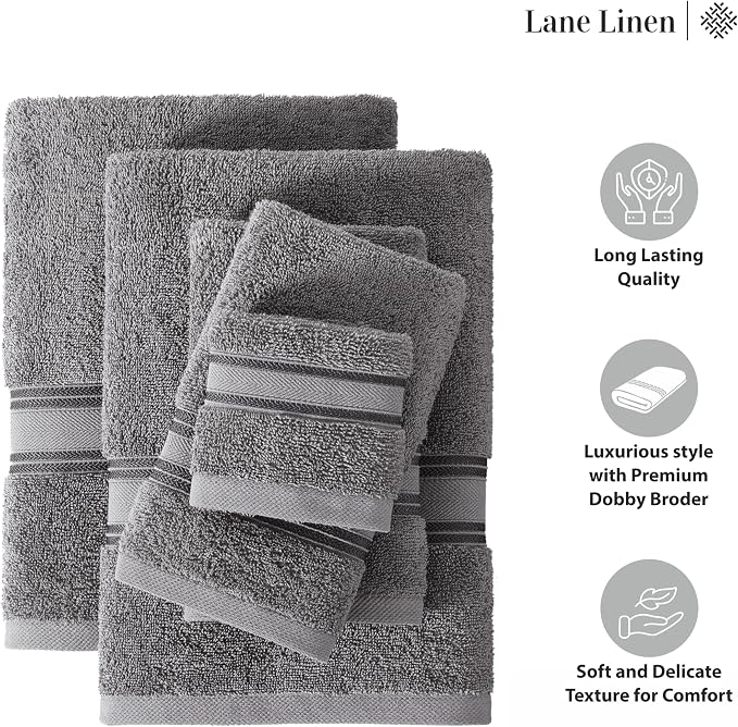LANE LINEN 100% Mercerized Cotton Bath Towels Set of 18 – Zero Twist, 6 Bath - Image 6