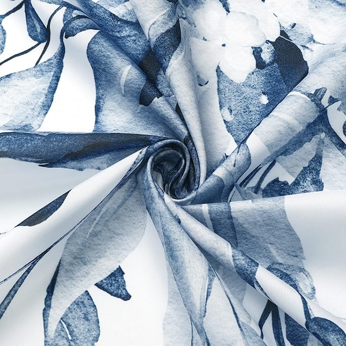 Gibelle Navy Blue Eucalyptus Shower Curtain, Watercolor Plant Leaves - Image 5