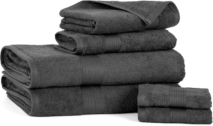 Ample Decor 100% Cotton Bathroom Towel Set of 6-2 Bath Towels, 2 Hand Towels - Image 3