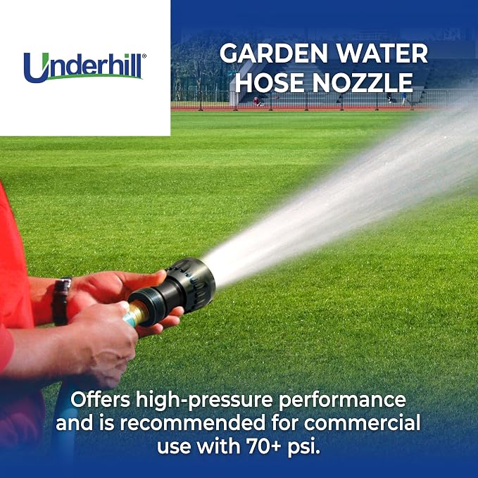 Underhill Garden Water Hose Nozzle Sprayer Jet Attachment, Heavy-Duty Metal and - Image 2