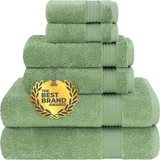 Cotton Paradise 6 Piece Towel Set 100% Cotton Soft Absorbent Turkish Towels by UNITEDHOMETEXTILE